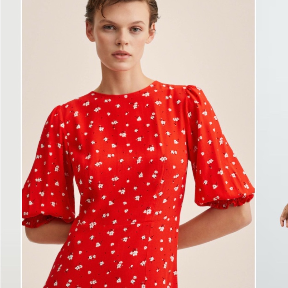 Mango Red Floral Women's Dress